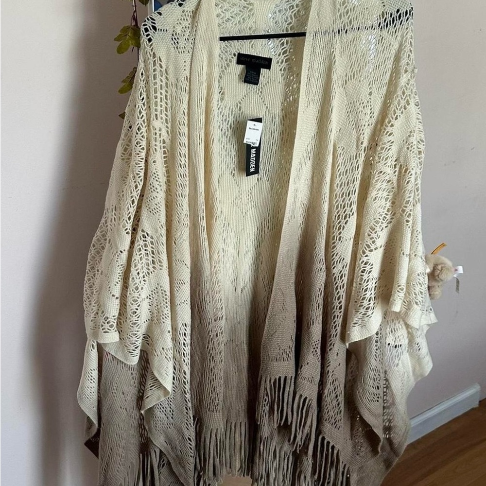 Brand new Cream and white Steve Madden fringe cardigan #fringecardigan